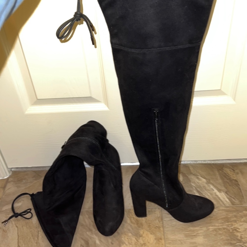 Suede thigh high boots